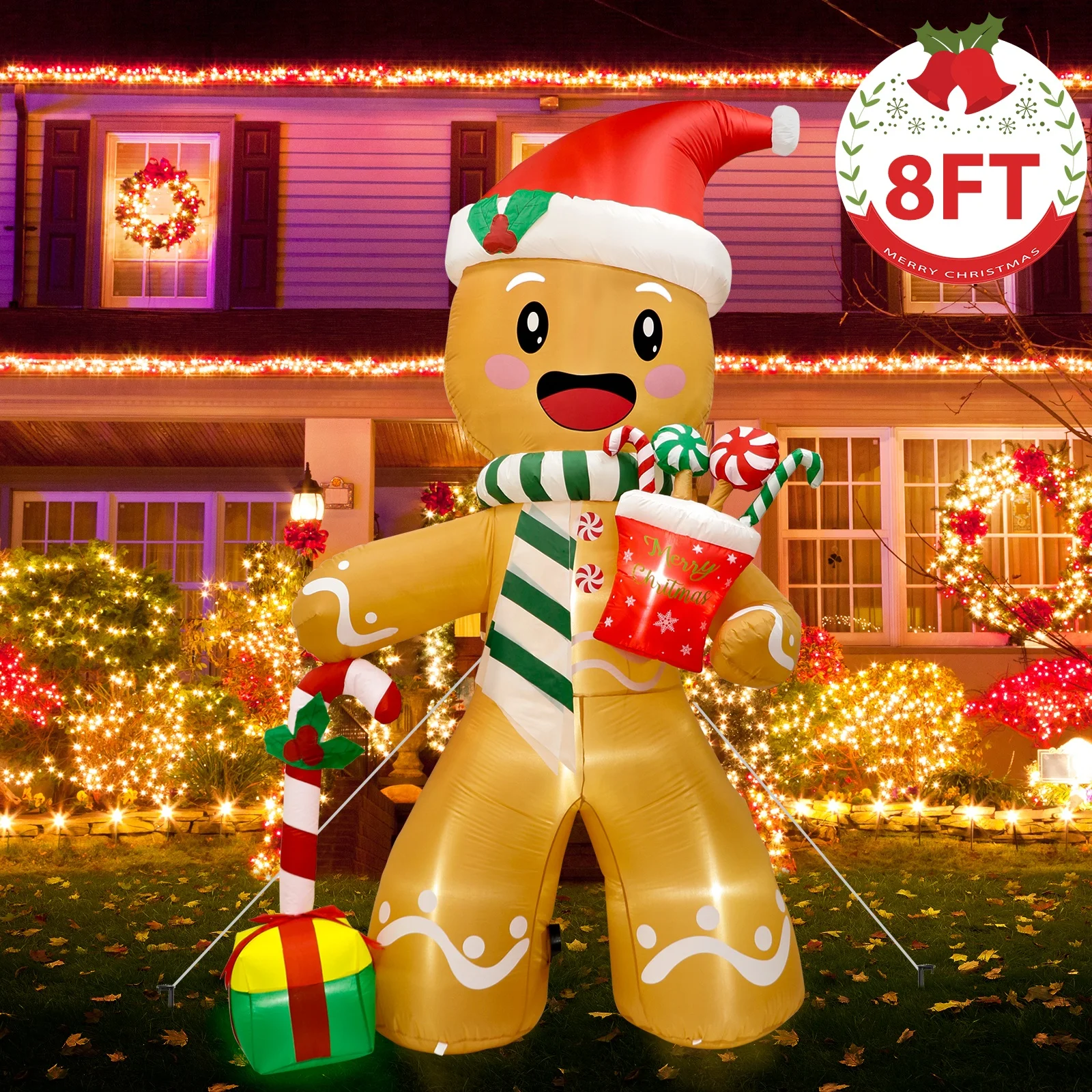 

Ourwarm Christmas Holiday Airblown Outside Lawn Decoration Gingerbread Man Yard Display Custom Inflatable