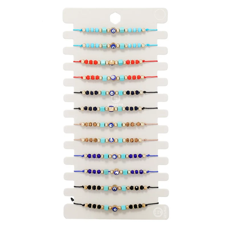 

Hongtong Wholesale Colorful Rope Bracelets Beaded Rice Black Bracelet Female 12pcs/Card Jewelry Red String Bracelet, Picture