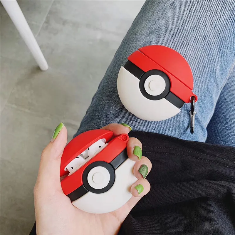 

For Poke Ball Apple Airpods Case Silicone Air Pod Cover With Hook