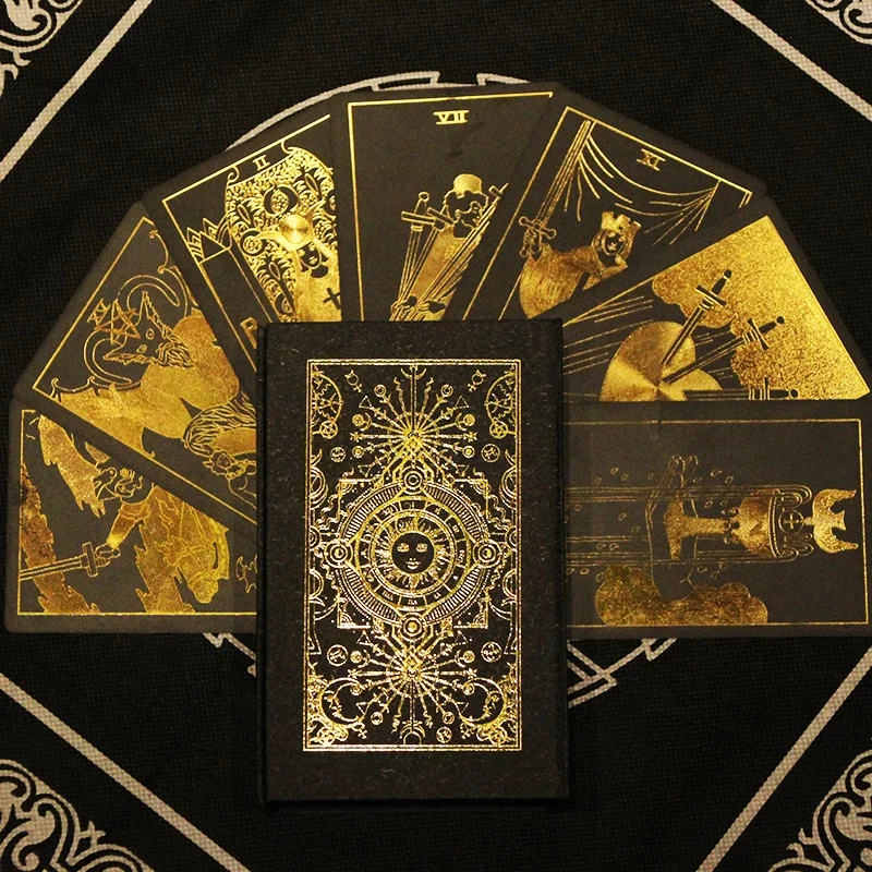 

High Quality Tarot Decks Wholesale Custom Tarot Card Printing Cartas De Tarot Cards With Guide Book, Black