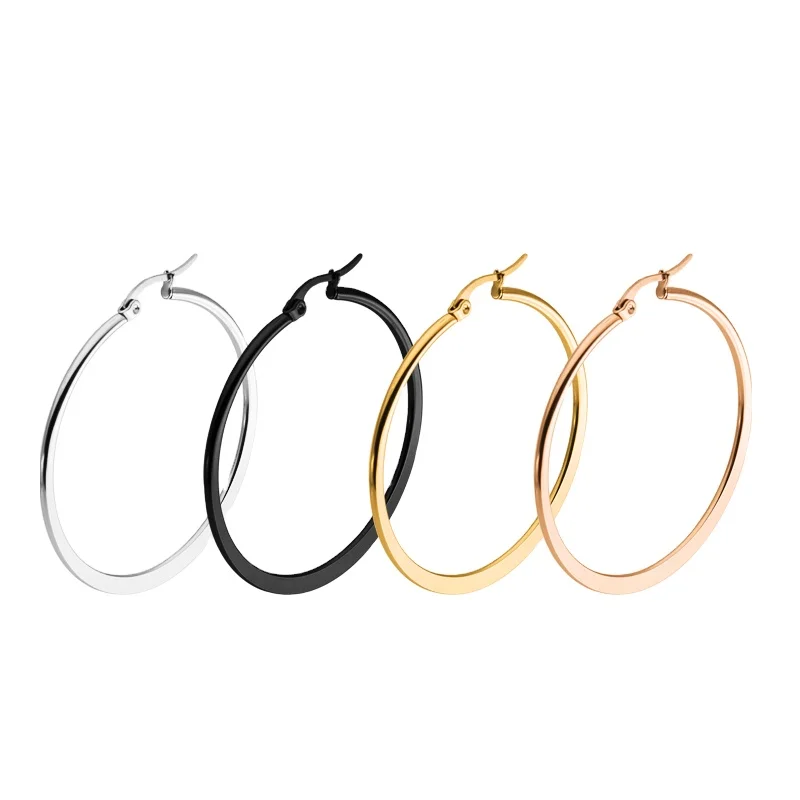 

Big round hoop earrings stainless steel drop earrings fine jewelry assorted earrings, Rose gold color