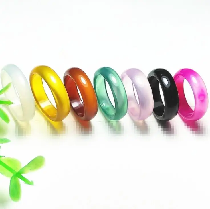 

Wholesale Cheap High Quality Simple Fashion Natural Jade Agate Stone Ring for Fingers, Black , blue ,red...