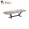 Rounded Rectangle Antique Console Table With Marble Top Wood Leg For Office Club Hotel Dining Room