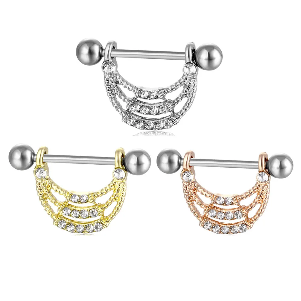 

Amazon U Shape Clear Cubic Zircon Nipple Rings Hot Sale Stainless Steel Piercing Jewelry Sexy Women Rose Gold Plated Nipple Ring