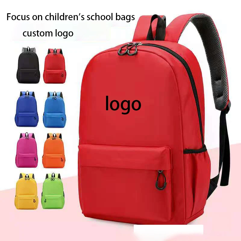 

Wholesale custom logo children pure color school backpack double shoulder bag kid backpack 400D oxford kids backpack laptop, Customized color