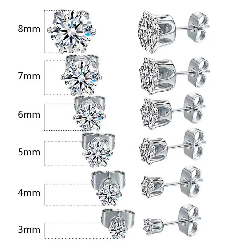 

2022 Earrings Jewelry Zircon Earrings Stud Earring Women's Stainless Steel Round Cubic Zirconia White CLASSIC Children's Archer