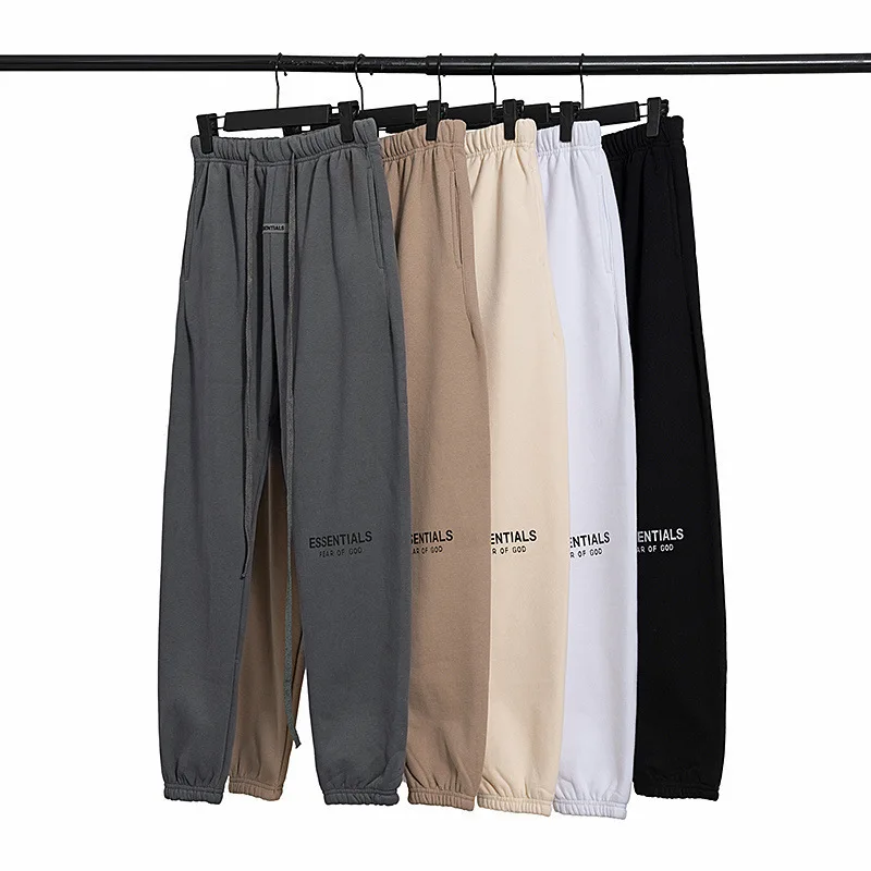

2021 FEAR OF GOD jogging trousers double line ESSENTIALS brand reflective feet plus velvet casual sports pants