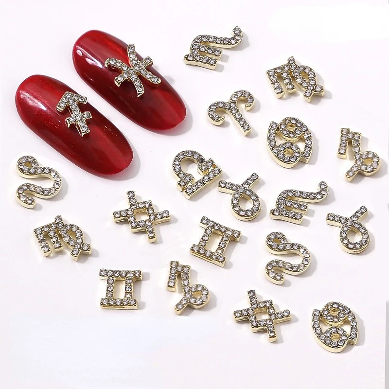 

Wholesale high quality Alloy Constellation nails charm Decoration 3d nail art stone gem, Golden