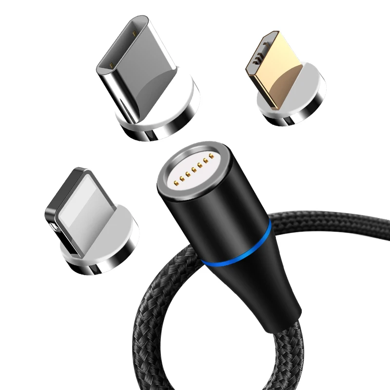 High Quality 1M Cell Phone Braided 3 In 1 LED Magnetic USB Charging Cable Fast Charger Cable Line - ANKUX.COM