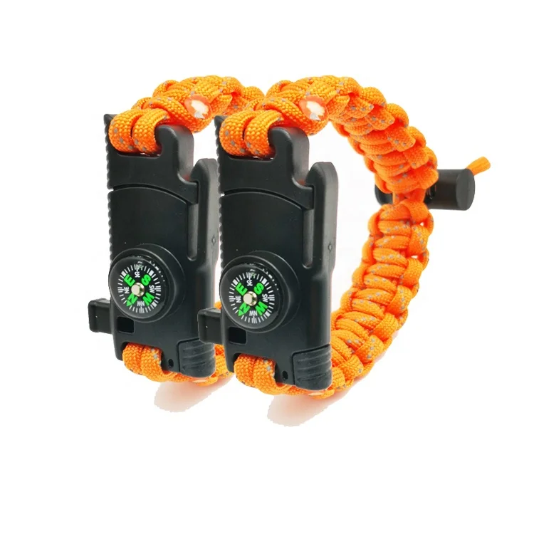 

Multi Colored OEM Personalized Survival Parachute Cord Adjustable Firestarter Bracelet, Multi colored bracelets