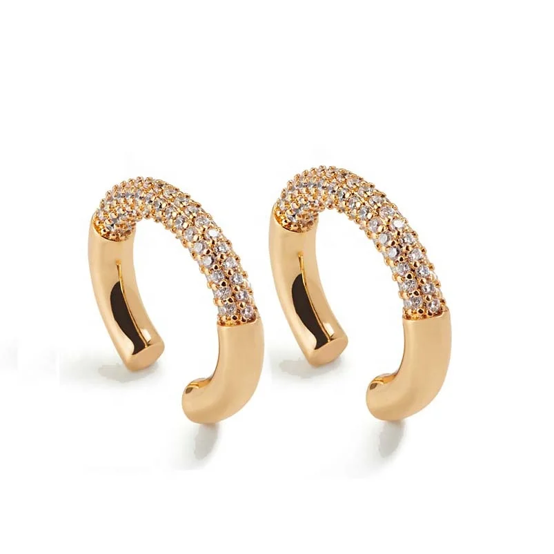 

Gemnel luxury hot selling no piercing jewelry sparkling 3A+ pave CZ 925 silver fashion women ear cuff earrings