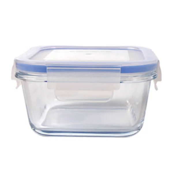 

Nestable Tempered Glass or High Borosilicate Glass Airtight Food Storage Container Lunch Box, Transparent glass, silicone color can be customized.