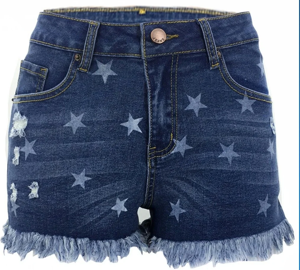 

2021 new Fashionable women's high-waisted fringed star shorts, 1color