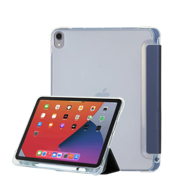 

Tablet clear back case with pencil PU leather case for iPad 10.9 Air 4 case