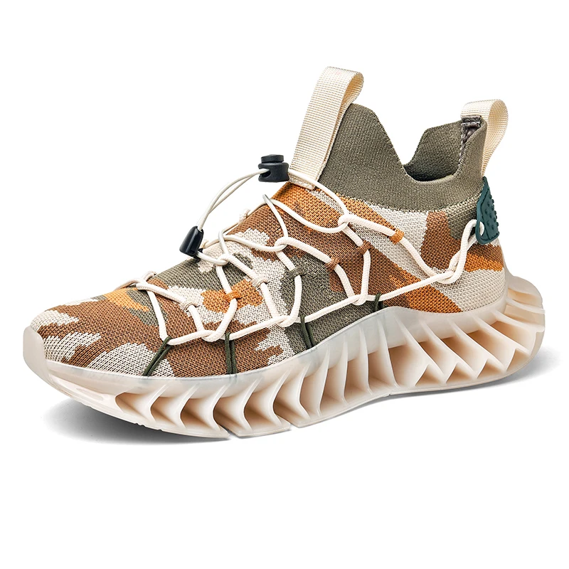 

New fashion men's fashion sneakers with cushioning lace up basketball shoes running sneakers, Beige, green, white, blue