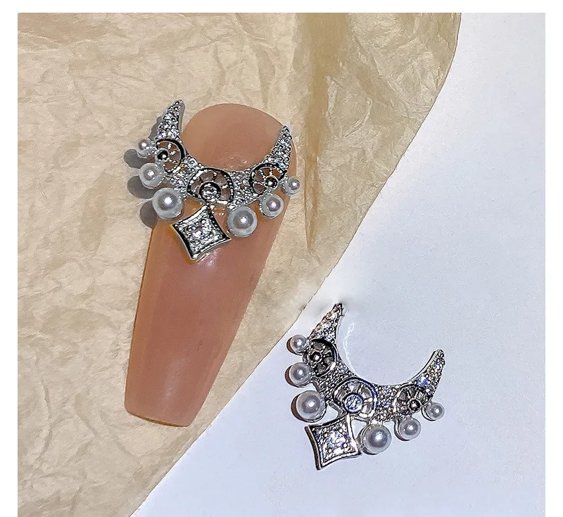 

JUM 3D Gold Silver Alloy Nail Art Decoration Nail Diamond Pearl Rhinestones