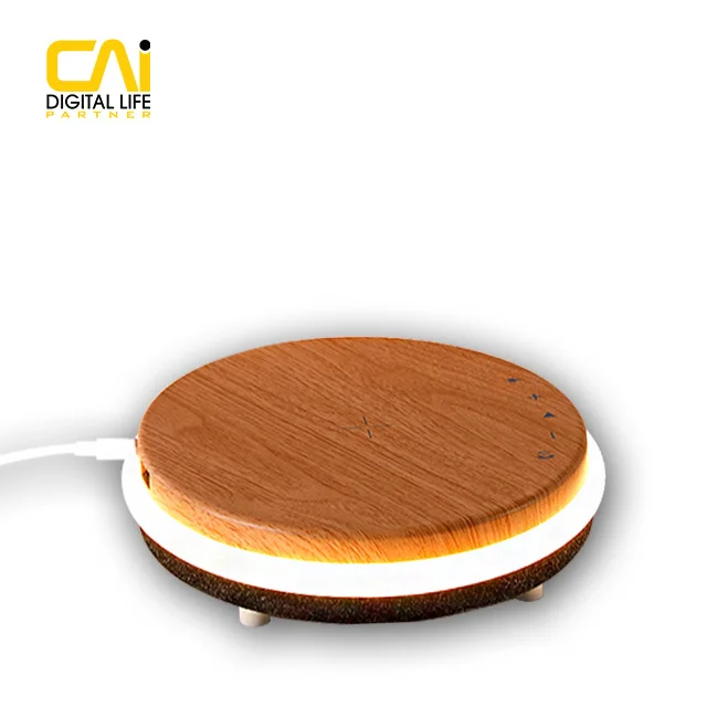 

Newest Hot Selling Universal 10W Fast Wood Multi Table Qi Led Light Lamp Mobile Holder Wireless Phone Chargers speaker