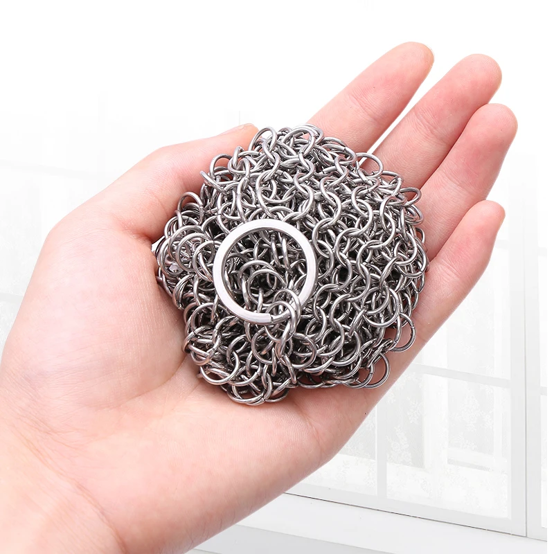 SGS Certificated Stainless Steel Single Ring Chainmail Mesh Scrubber For Cleaning