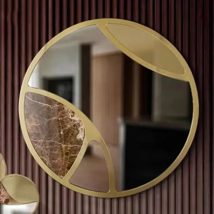 100cm Modern Luxury Simple Oversized Round Hanging Hotel Mirrors Decorative Customize Living Room Antique Gold Wall Mirror