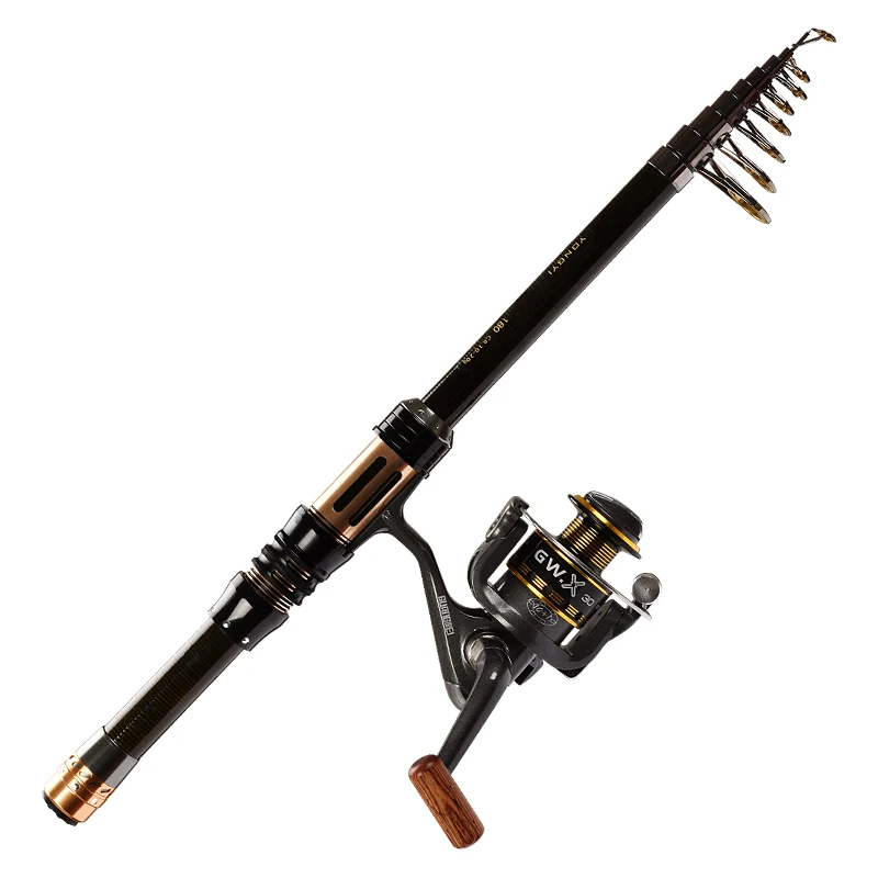 1.3m,1.5m,1.8m,2.1m,2.4m 99% carbon Portable Telescopic Fishing Rod with Spinning Reel Combo fishing tackle sea rod