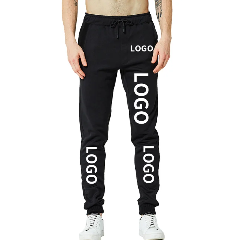 

Low Moq Custom Sweatpants Men's Joggers Black Long Sweatpants Custom Logo