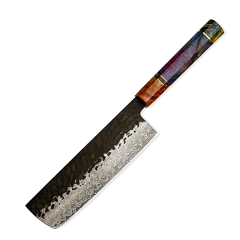 

Damascus steel vg10 China knife nakiri with octagon handle