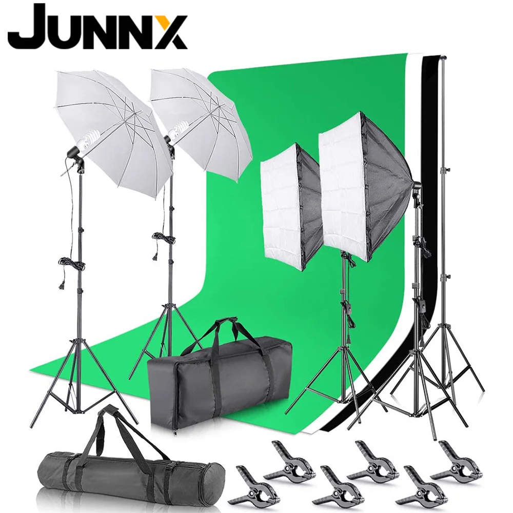 

Background Support System 800W 5500K Umbrellas Softbox Photography Lighting Kit for Photo Studio Camera Video Shoot