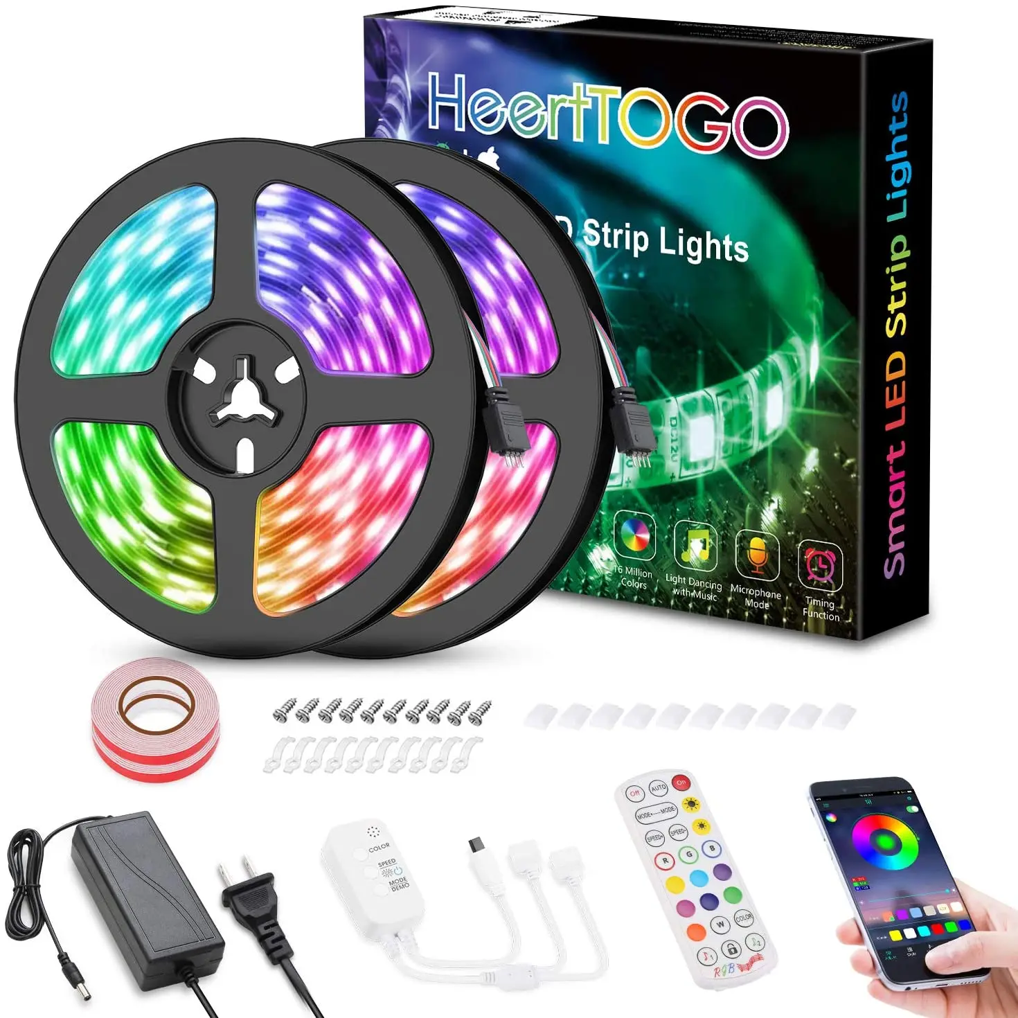 Stock Cheap Price 32.8ft Bluetooth APP Control Music Sync Color Changing LED Lights 300 LEDs 5050 RGB Bluetooth LED Strip Lights