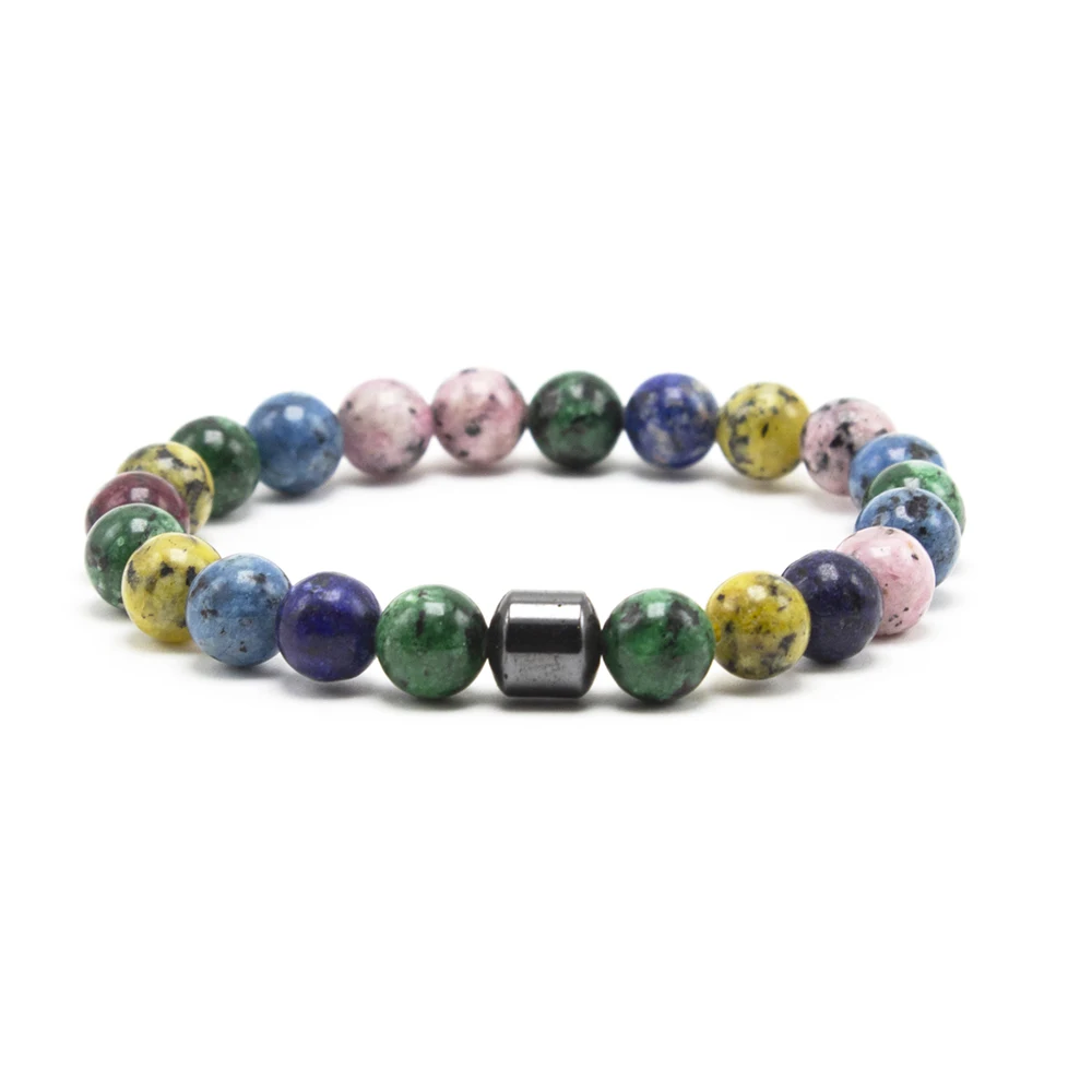 

Hot Selling Healing Natural Stone Bracelet Bangles Granite Stone and Magnetic Hematite Diffuser Bracelet