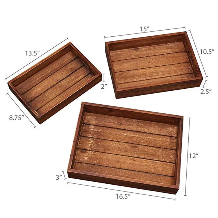 wooden serving trays stackable