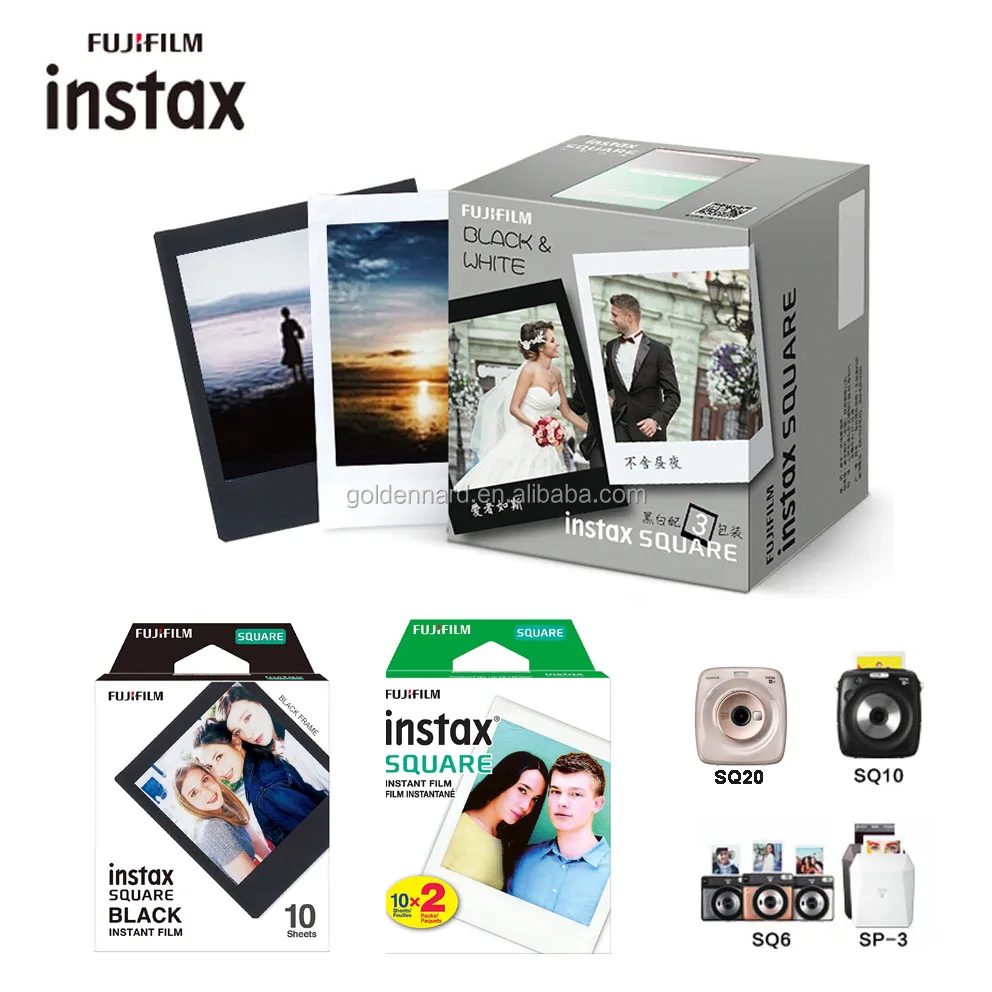 
FujiFilm Instax Square Instant Film 20 Photo Sheets White + 10 Sheets Black Edge- Compatible Compatible with FujiFilm Instax SQ 