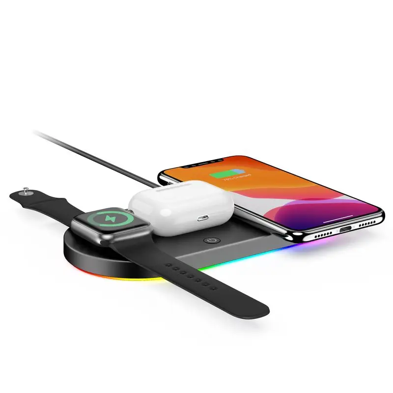 

10W high power flat type wireless fast charger for smartphone with light, Black