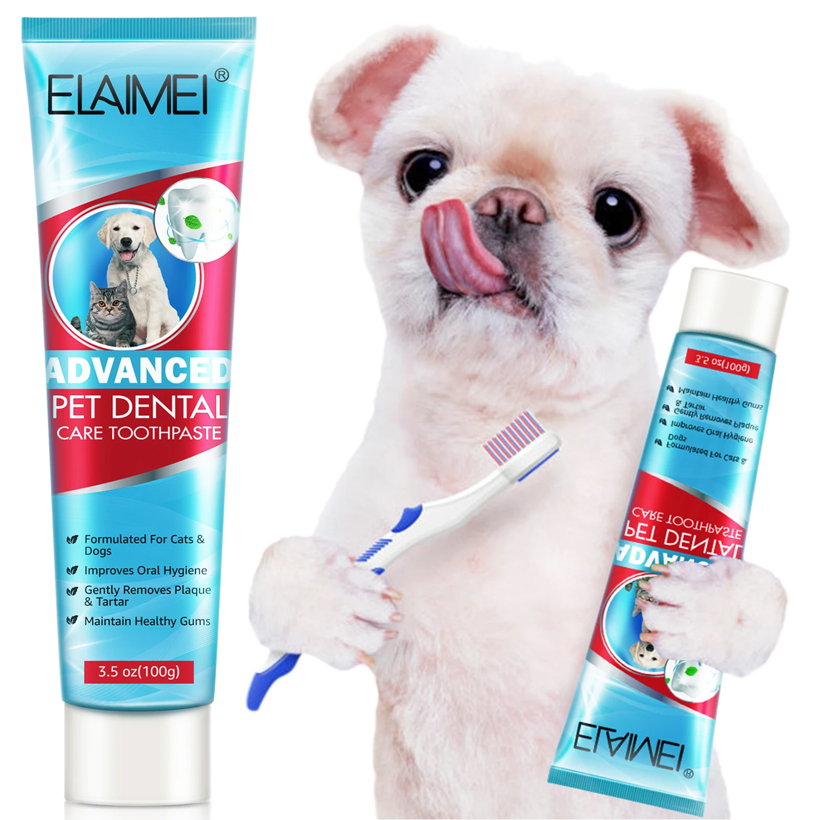 

ELAIMEI Pet Cat Dog Toothpaste Dental Calculus Mint Flavor Oral Cleaning Bad Breath Care Products Dog Ttoothpaste