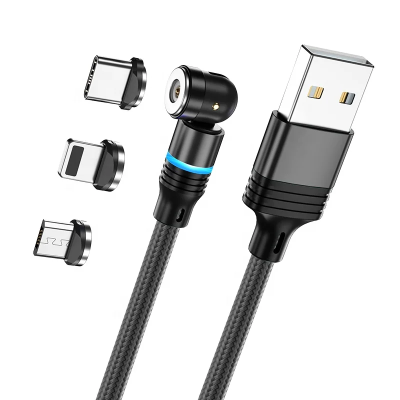

540 Degree Nylon Braided Magnetic Charging Cable Magnet Connector Plug Micro Usb For 8pin Type C Non-data Transfer Cable, Red \black \green \purple \oem