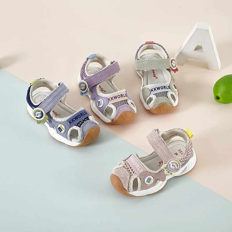 

Original Factory summer Cheap Children hook and loop wholesale kids sandals Non Slip Sandals for Kids girl, Pink navy green purple