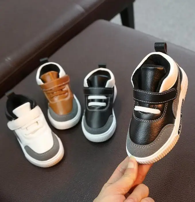 

2020091407 Baby Boy Girl Leather Sport Shoes Plush Shoe