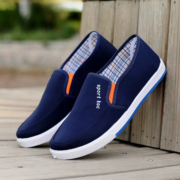 

Latest Wholesale Vulcanized Plain Casual Men Blank Custom Sneaker Rubber Canvas Shoes, Blue