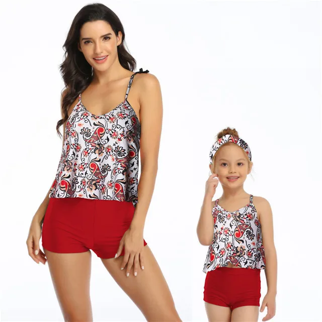 

2021 Summer New Parent-child Swimwear Solid Color Printing Fashion Swimwear, Picture color