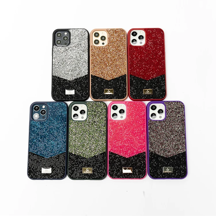 

2021 Top Selling Phone Case Custom Leather TPU Diamond Protective Cover Case For iphone 12 pro max huawei mate 40 pro phone ca, 10 color