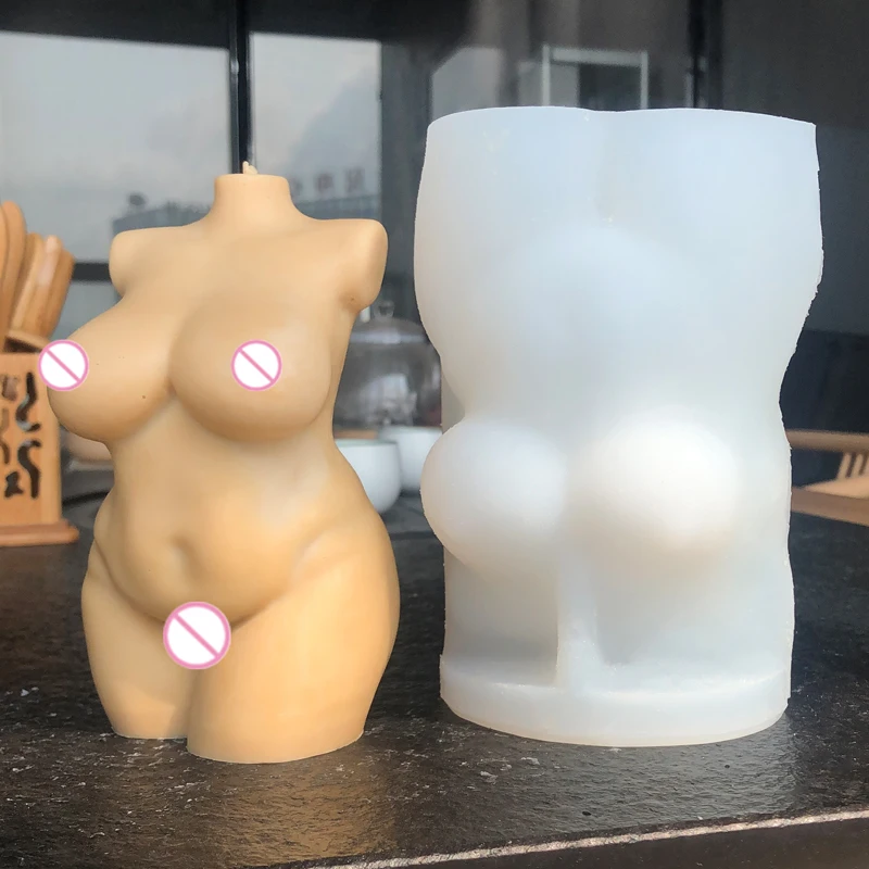 

Wholesale Resin DIY Plus Size Pregnancy Women Mini Female Torso Body Candle Making Silicone Mold, White