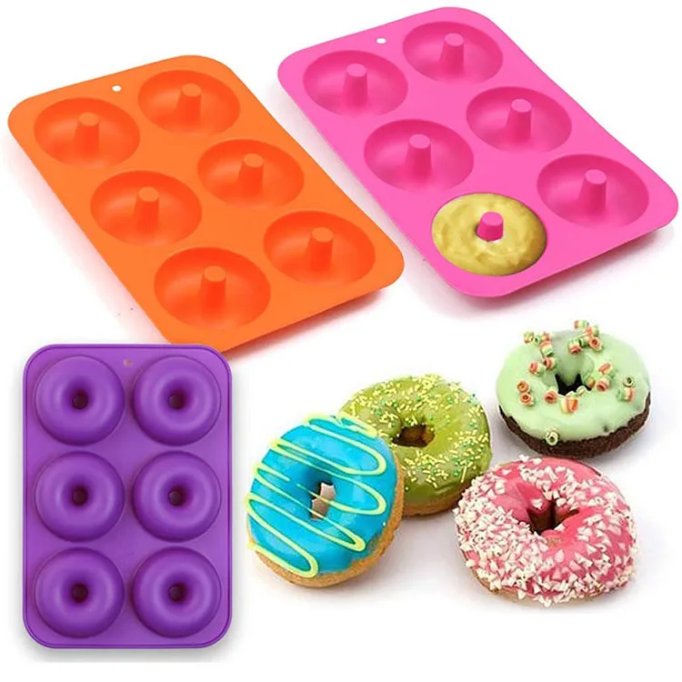 

Y3100 wholesale 6 cavity silicone donut molds Cake Mold, Blue