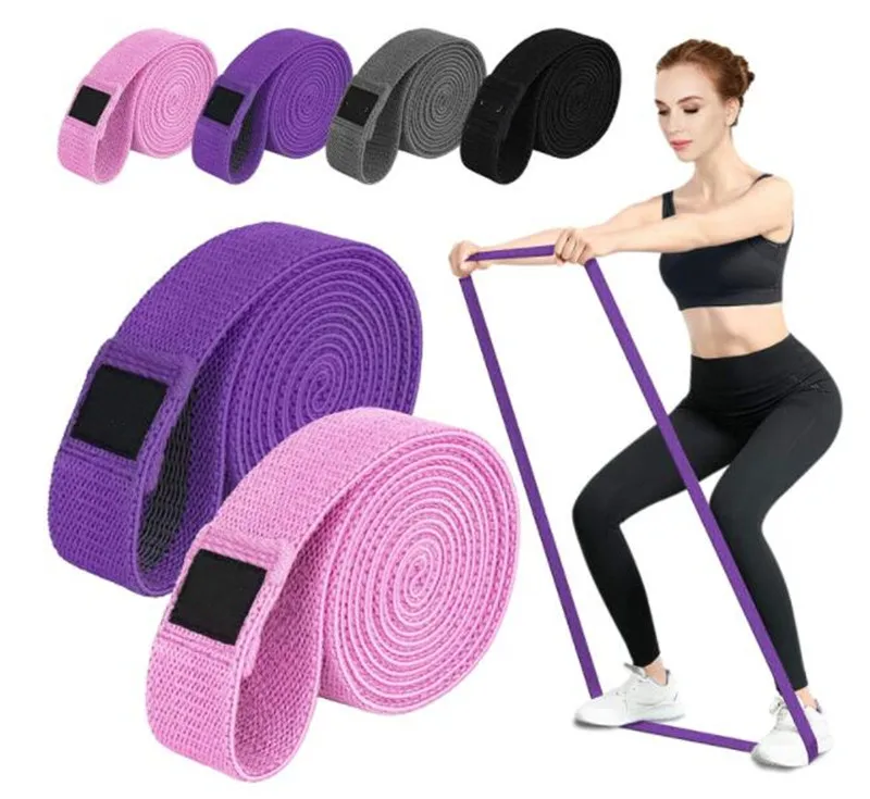 

Hot Fabric Long Resistance Bands for Legs Fitness Exercise Booty Hip Bands Wide Workout Training Bands for Women and Men, Black pink purple green or customized the color