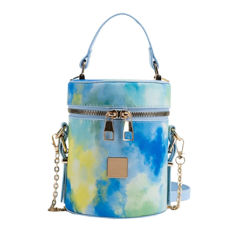 

Fashion custom colorful leather women sling handbags ladies shoulder messenger chain bags bucket purse women, 6colors