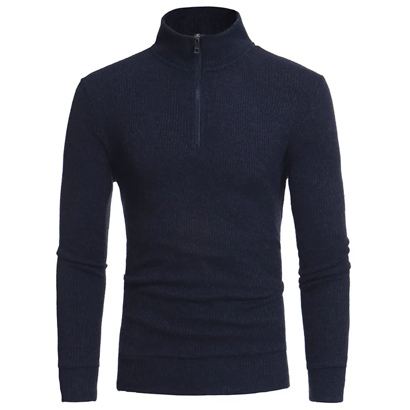 

Autumn Men's Slim Fitting Long Sleeve High Collar Zipper Design Sweater Men's Wear