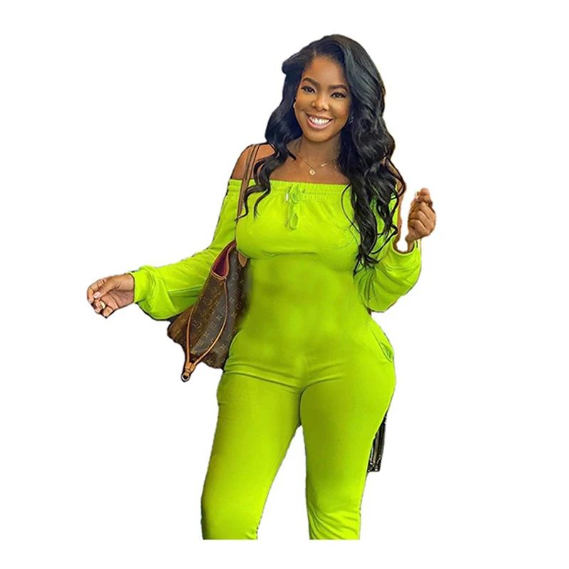 

[Limited Time Offer] Fall 2020 One-Shoulder Long-Sleeved Jumpsuit Women'S Solid Color Casual Off-Shoulder Women'S Jumpsuit