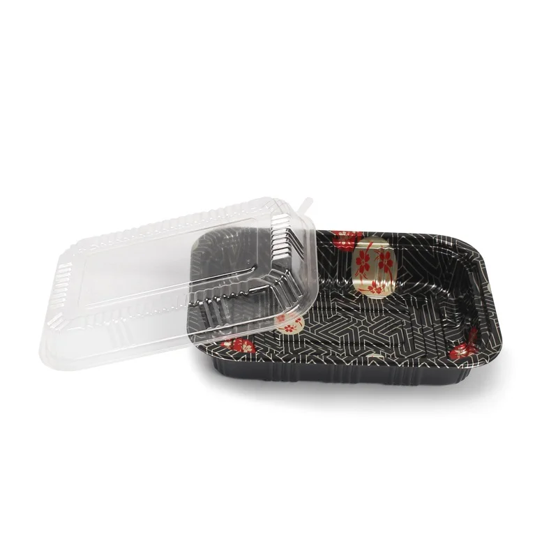 ecofriendly PS sakura embossing sushi take out container