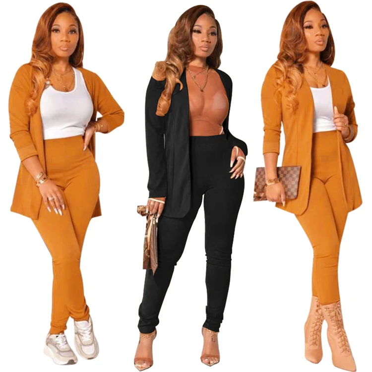 

Fashion Sexy Lady Office Outfit Suits Cardigan Long Sleeve And Long Pants Women Two Piece Sets, Picture