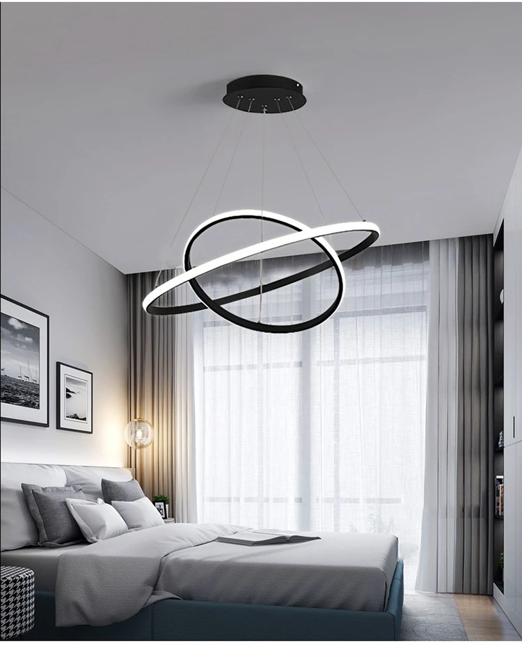 Black lamp pendant nordic modern round pendant lamp lighting  ring lighting fixtures chandeliers