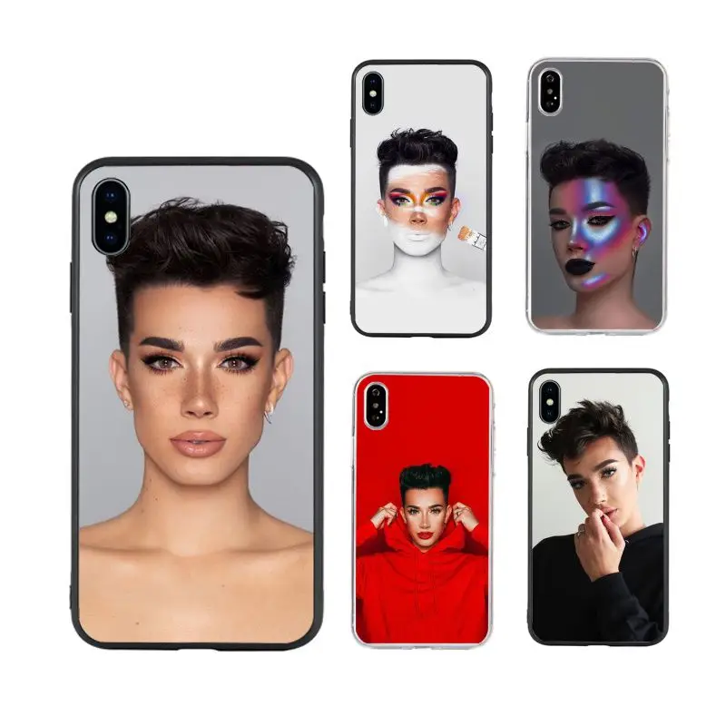 

james charles hot selling cute art fashion Phone Case for iPhone X XR Xs Max 13 11Pro 11ProMax 12 12pro luxury fundas bing capas, Black/transparent