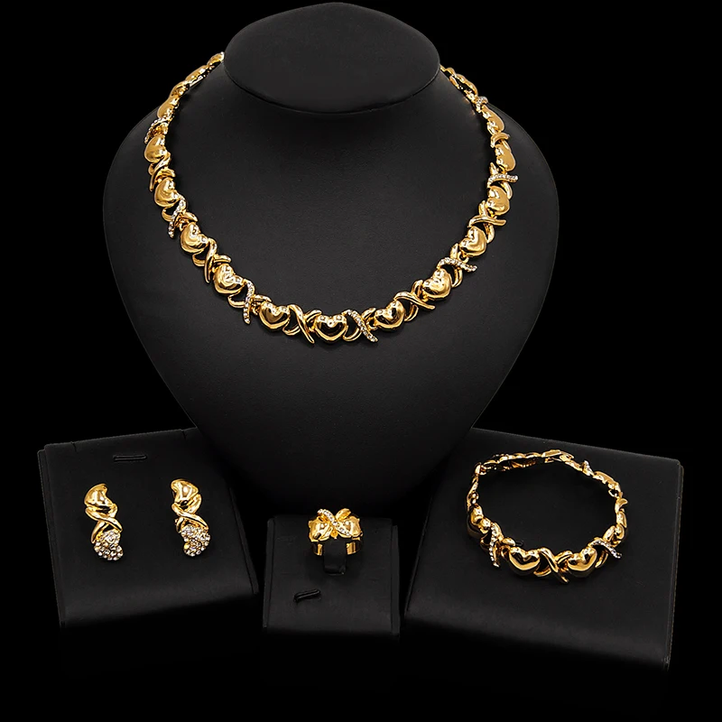 Latest I Love You Xoxo Hug And Kiss Necklace Jewelry Set 18k Gold Plated  Fashion Latest Models Wedding Jewellery Sets - Buy Latest I Love You Xoxo  Hug 